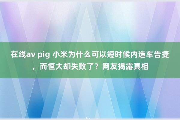 在线av pig 小米为什么可以短时候内造车告捷，而恒大却失败了？网友揭露真相