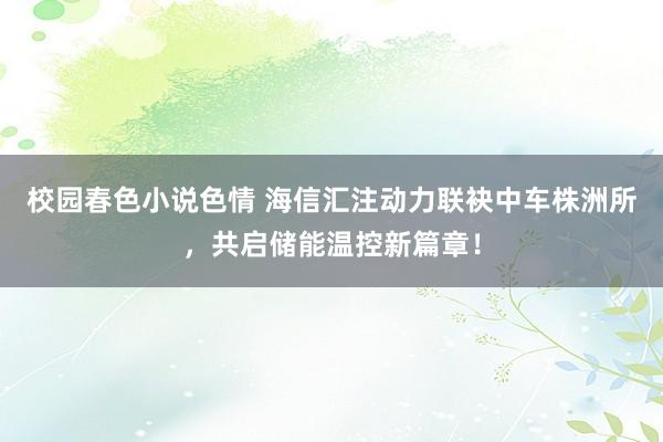 校园春色小说色情 海信汇注动力联袂中车株洲所，共启储能温控新篇章！