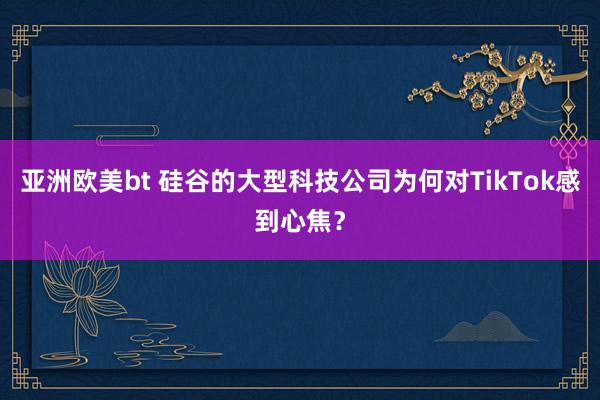 亚洲欧美bt 硅谷的大型科技公司为何对TikTok感到心焦？